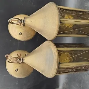 VINTAGE BRASS HEXAGONAL HANGING LAMPS