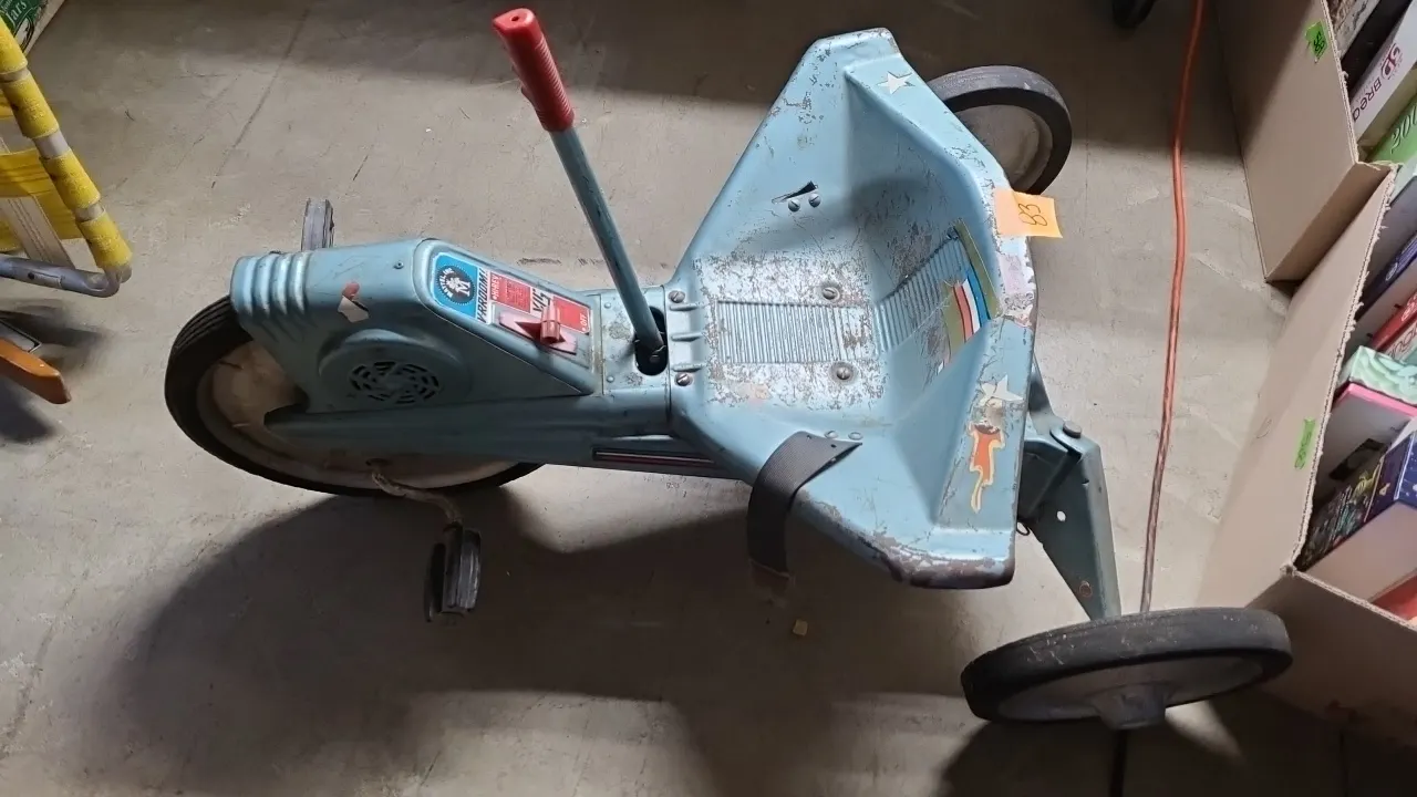 VINTAGE MATEL UNC. V-RROOM HI-REV X-15 ROCKET SHIP PEDAL CAR