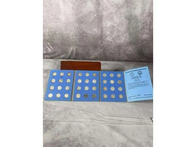 34 Silver And 2 Clad Washington Quarters In Folder