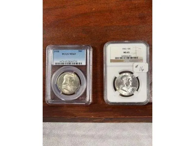 1958 & 1963 Franklin Halves PCGS & NGC MS 65