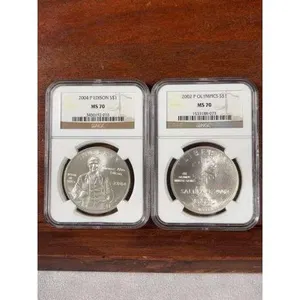 2002 Olympics & 2004 Edison Silver Dollars NGC MS 70
