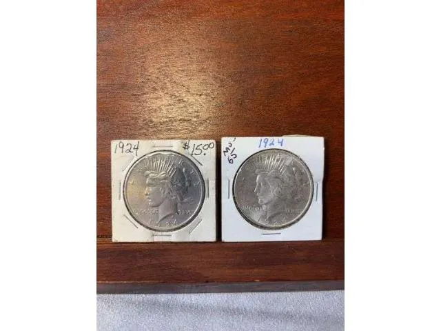 2 1924 Peace Dollars UNC