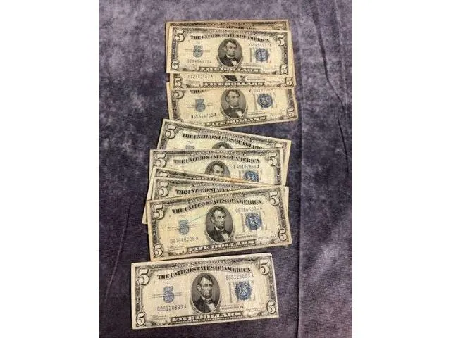 Lot Of 10 5 Dollar Silver Certificates