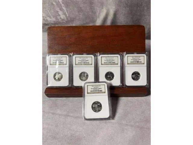 Set Of 5 - 2001 Silver Quarters NGC PF 70 Ultra Cameo