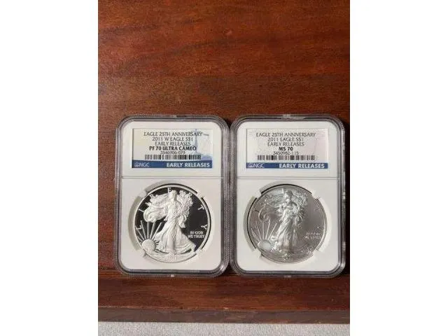2 - 2011 Silver Eagles 25th Anniversary NGC MS 70 & PF 70 Ultra Cameo