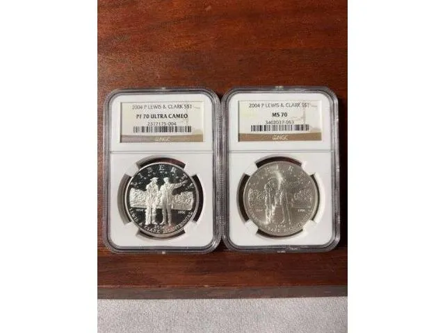 2 - 2004 Lewis And Clark Silver Dollars NGC MS 70 & PF 70 Ultra Cameo