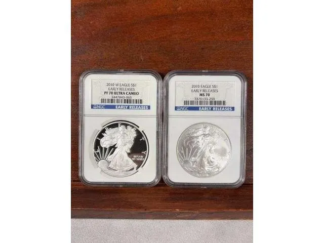 2 - 2010 Silver Eagles NGC MS 70 & PF 70 Ultra Cameo