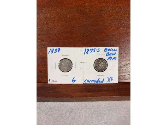 1839 & 1875 S Seated Dimes