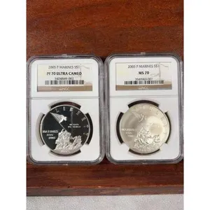 2 - 2005 US Marines Silver Dollars NGC MS 70 & PF 70 Ultra Cameo