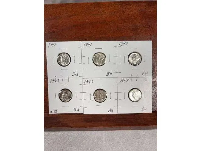 6 Mercury Dimes BU