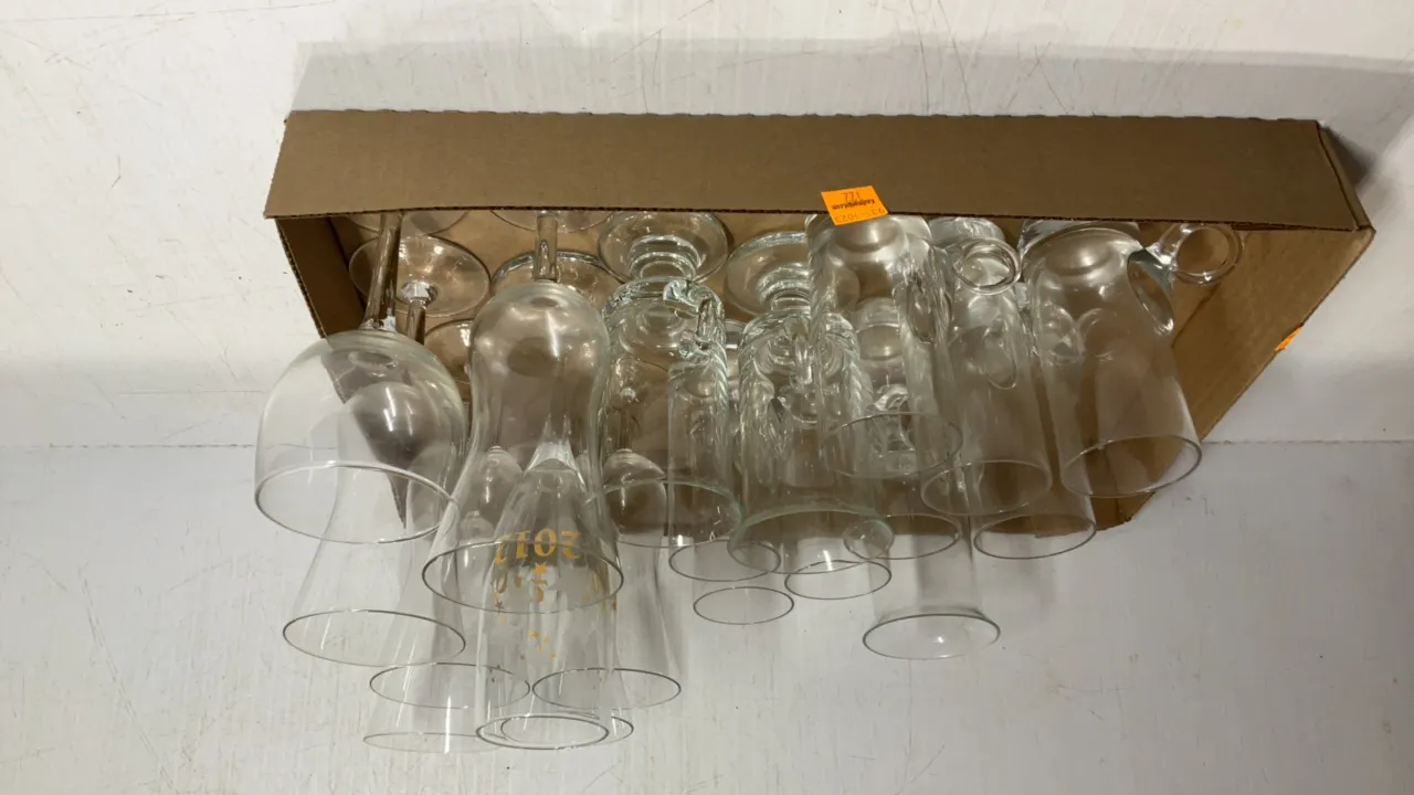 Assorted Clear Glass Drinking Glasses