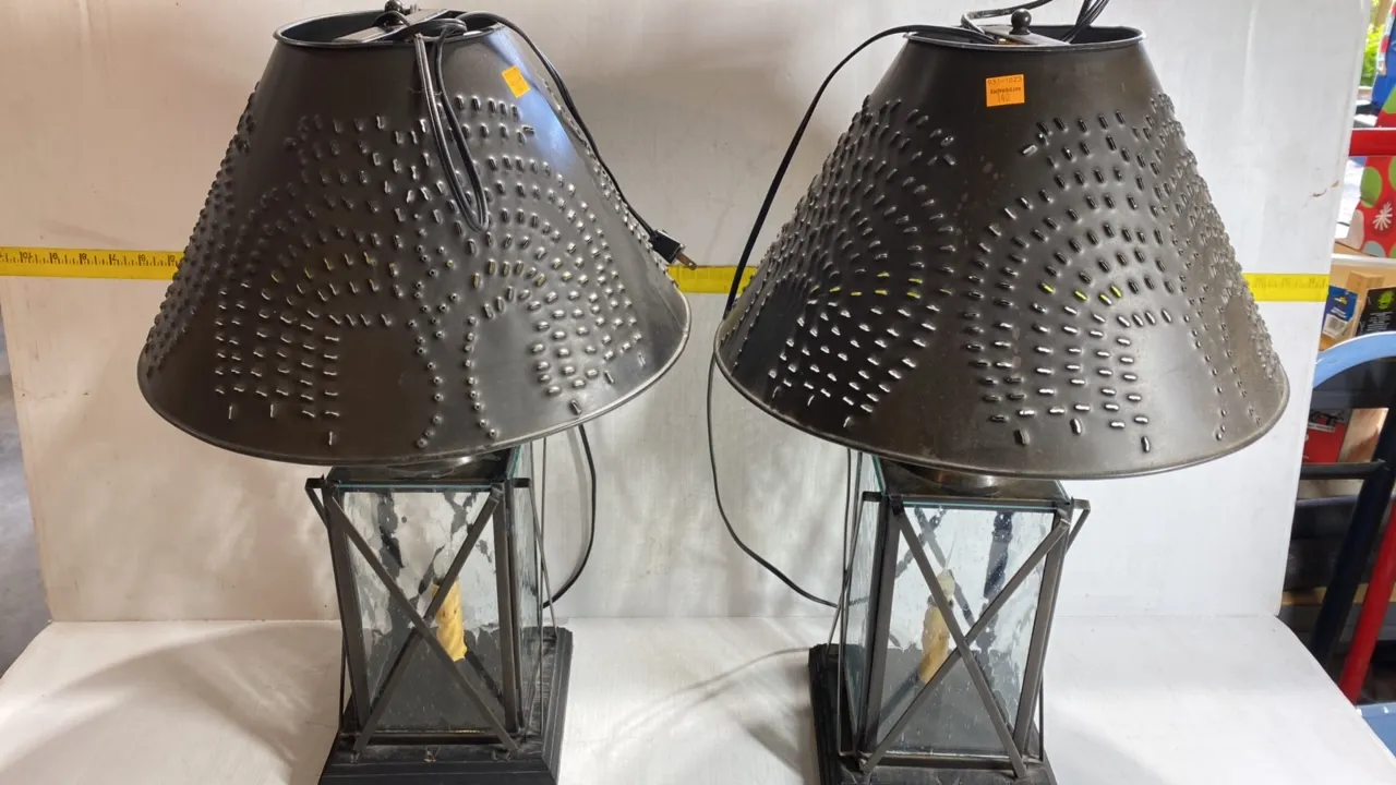 Primitive Tin Electric Table Lamps