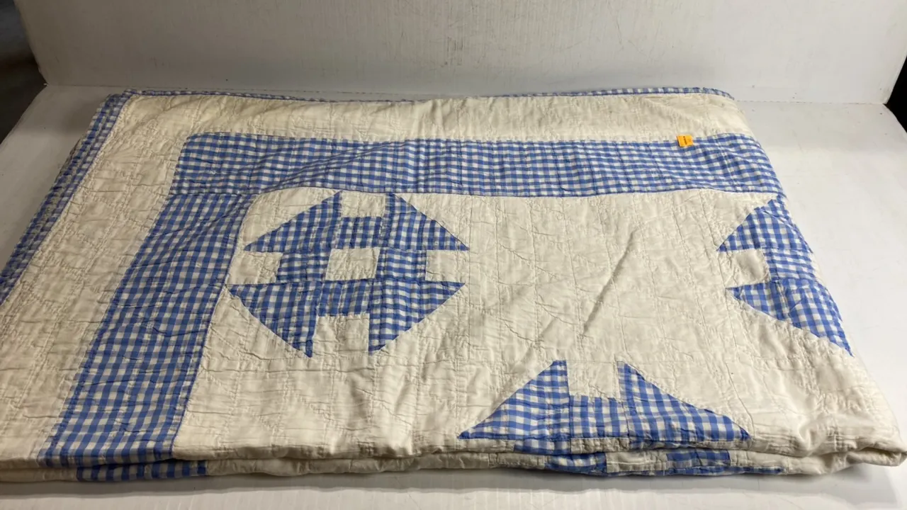 Handstitched Blue and White Quilt