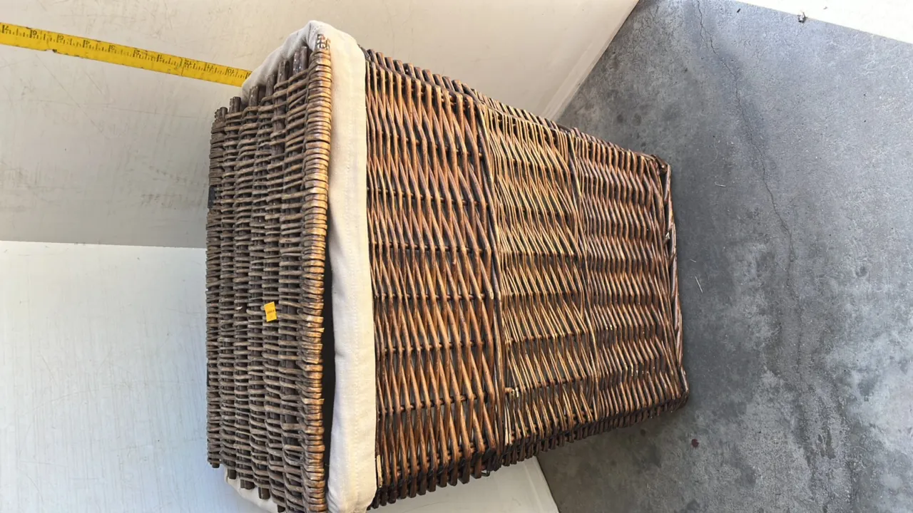 Wicker and Cloth Laundry Basket