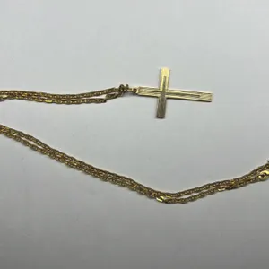 14K Gold Necklace w/ Cross Pendant, 10.3 Gram