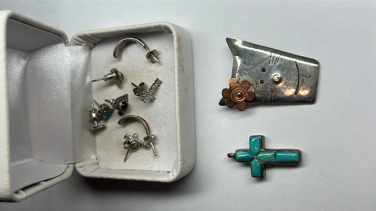 Sterling Earrings, Pendant & Pin, 12.1 Gram