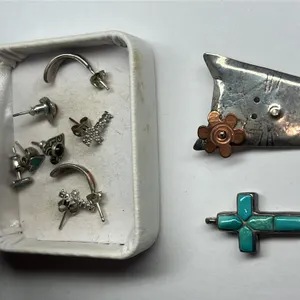 Sterling Earrings, Pendant & Pin, 12.1 Gram