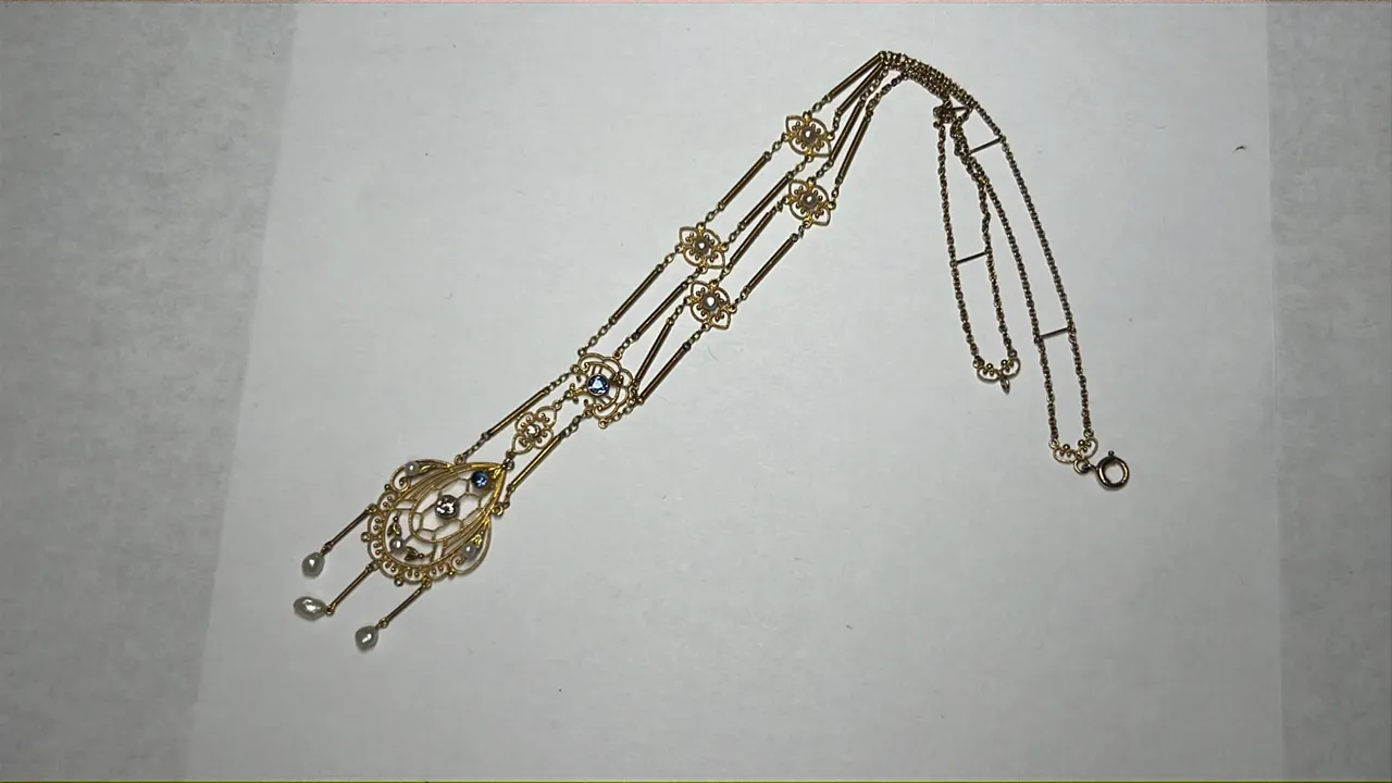 14K Gold Diamond Necklace w/ Pendant, 9.7 Gram