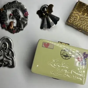 2 Mini Trinket/Jewelry Boxes & 3 Pins
