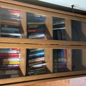 Wooden Bookshelf With Glass Doors