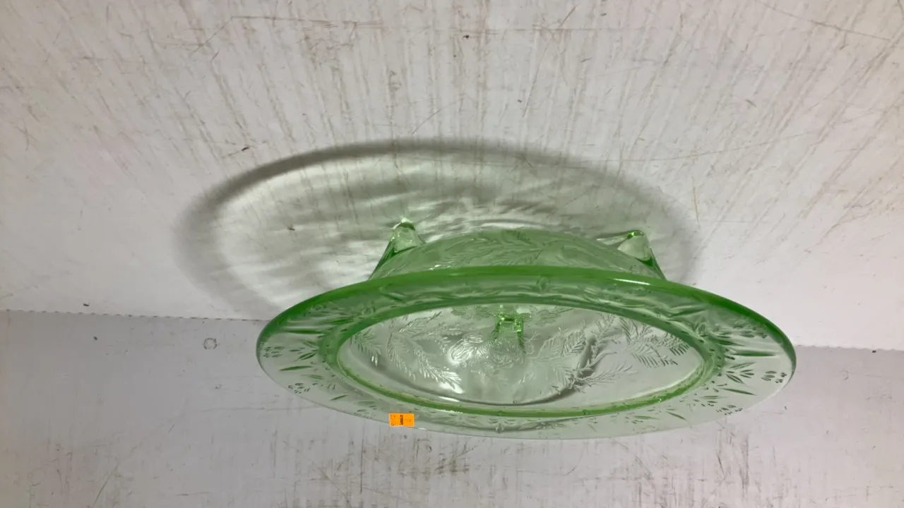 Green Depression Footed Bowl