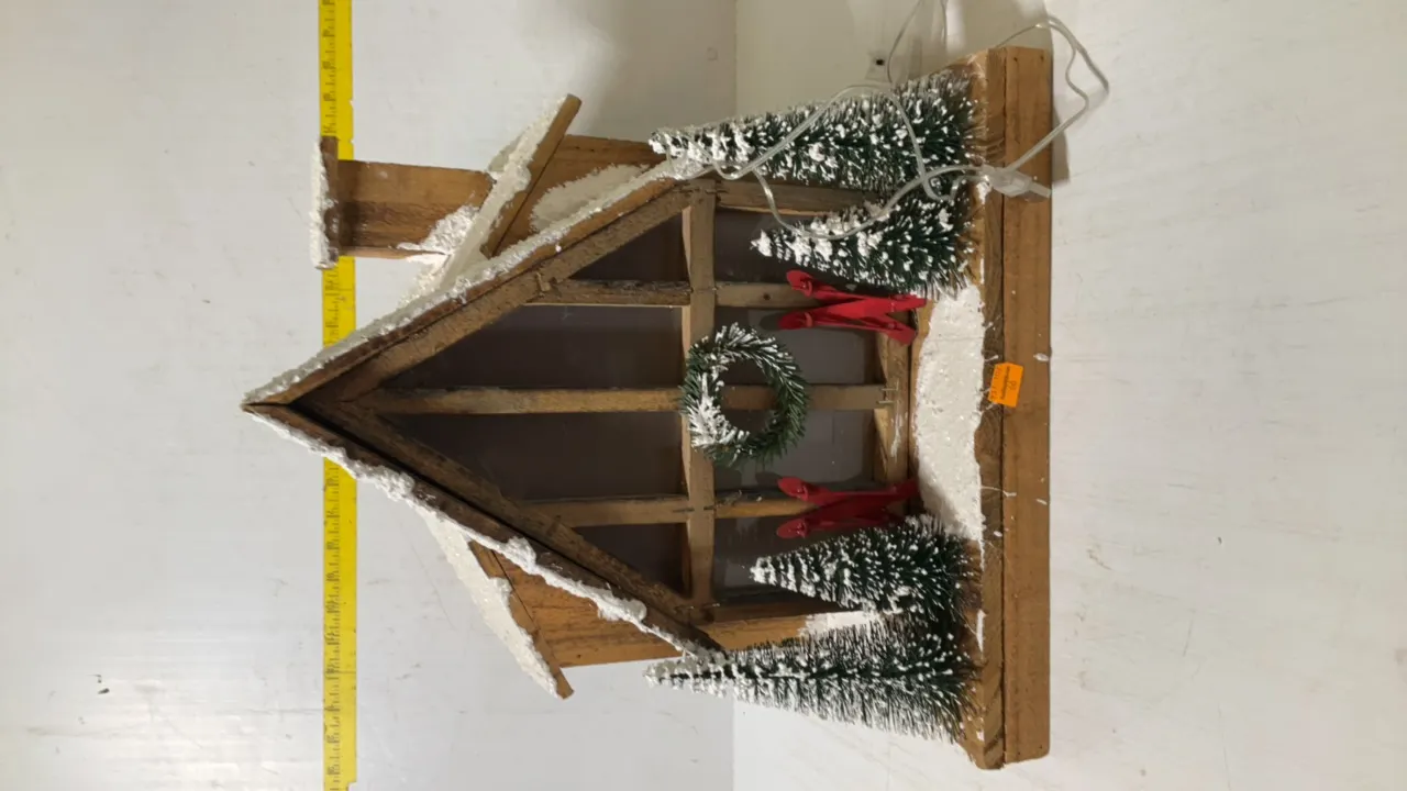 Wooden Lighted Christmas House Decoration