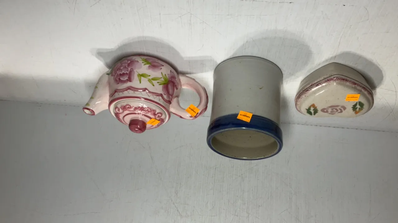 Stoneware Crock, Stone Heart Trinket Dish, Ceramic Teapot