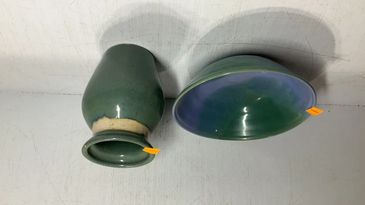 Glazed Pottery Bowl and Vase
