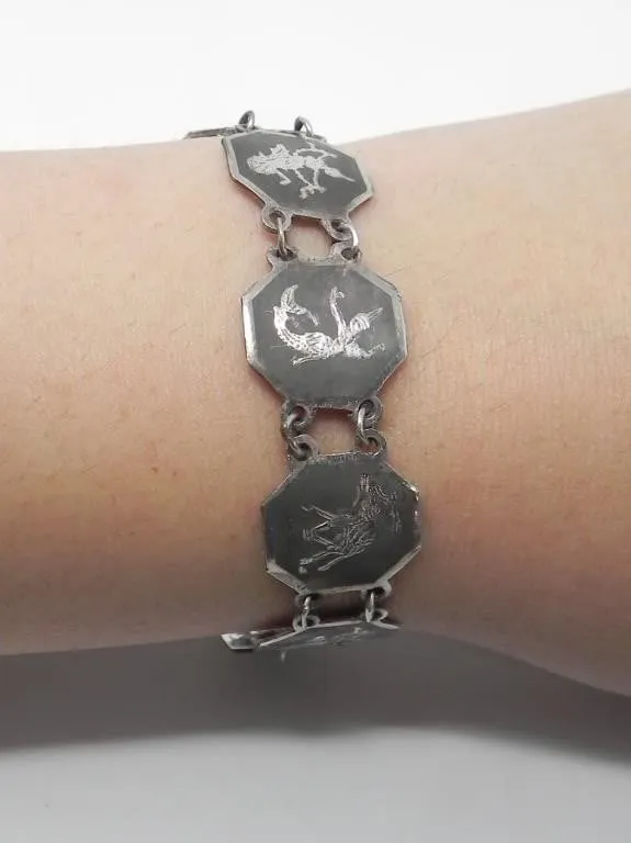 SIAM STERLING SILVER BRACELET W/ DEFACED STAMP 14g
