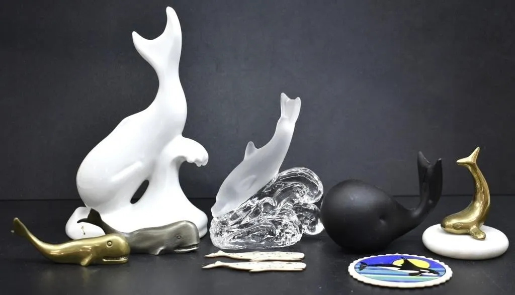 MIXED MEDIA WHALE FIGURINES