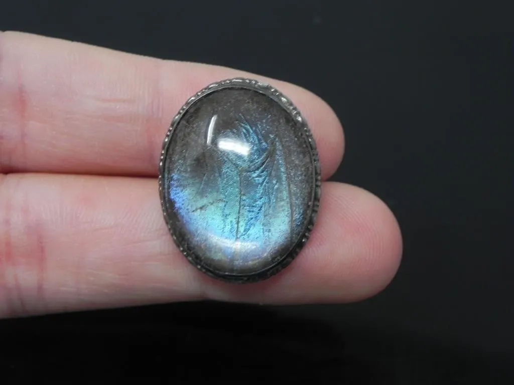 MORPHO BUTTERFLY WING SILVER BROOCH 4.63g