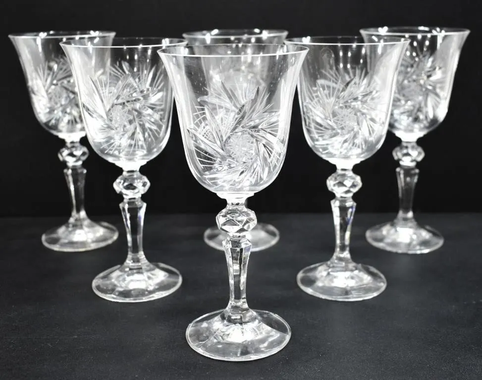 BOHEMIA CZECHOSLOVAKIA CRYSTAL WINE GLASSES