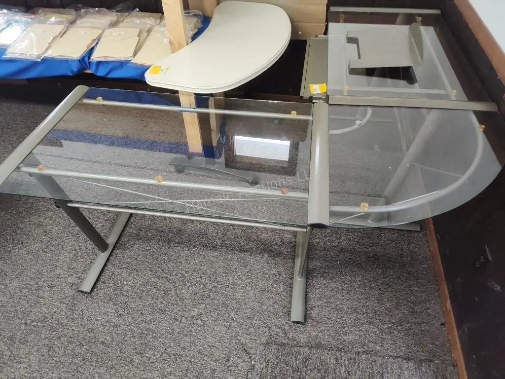 Glass corner desk