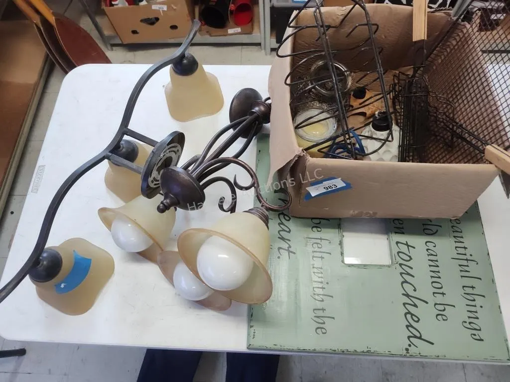 2 light fixtures, decor and other