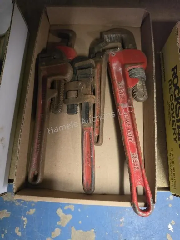 Assorted pipe wrenches