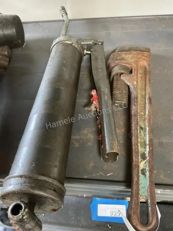 Grease Gun & Pipe Wrench