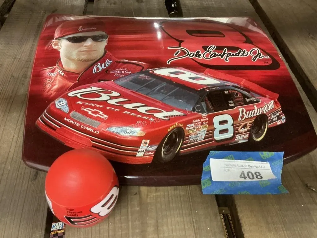 2 NASCAR Items - Metal Sign & Other