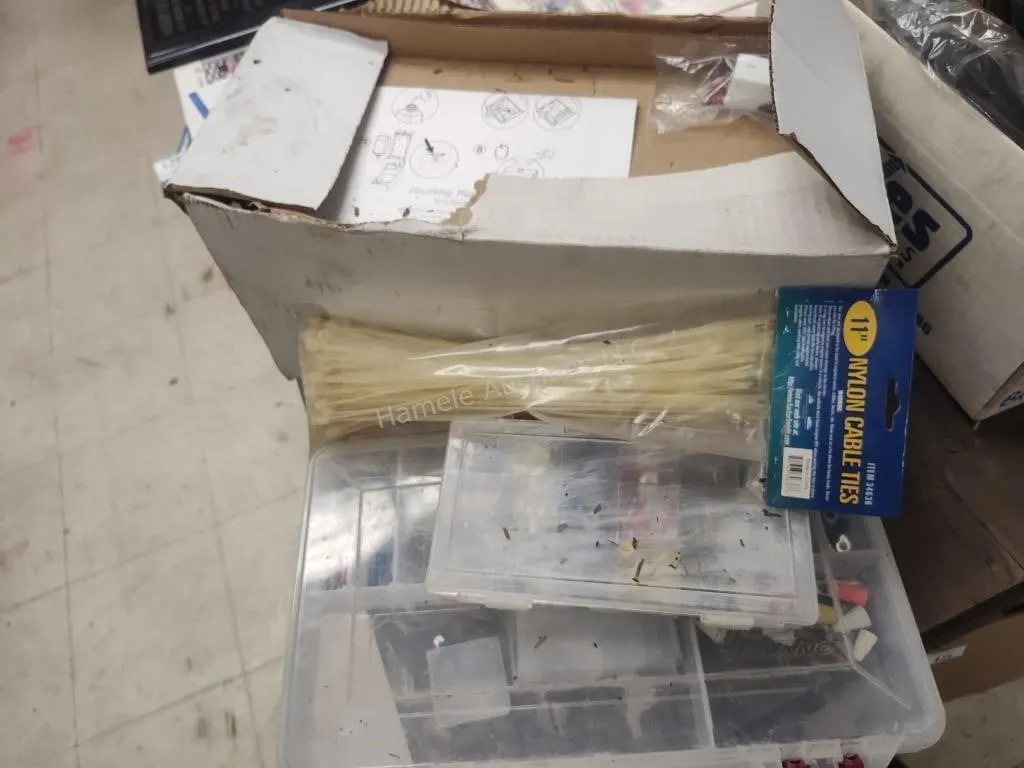 Soap dispenser, zip ties and connectors