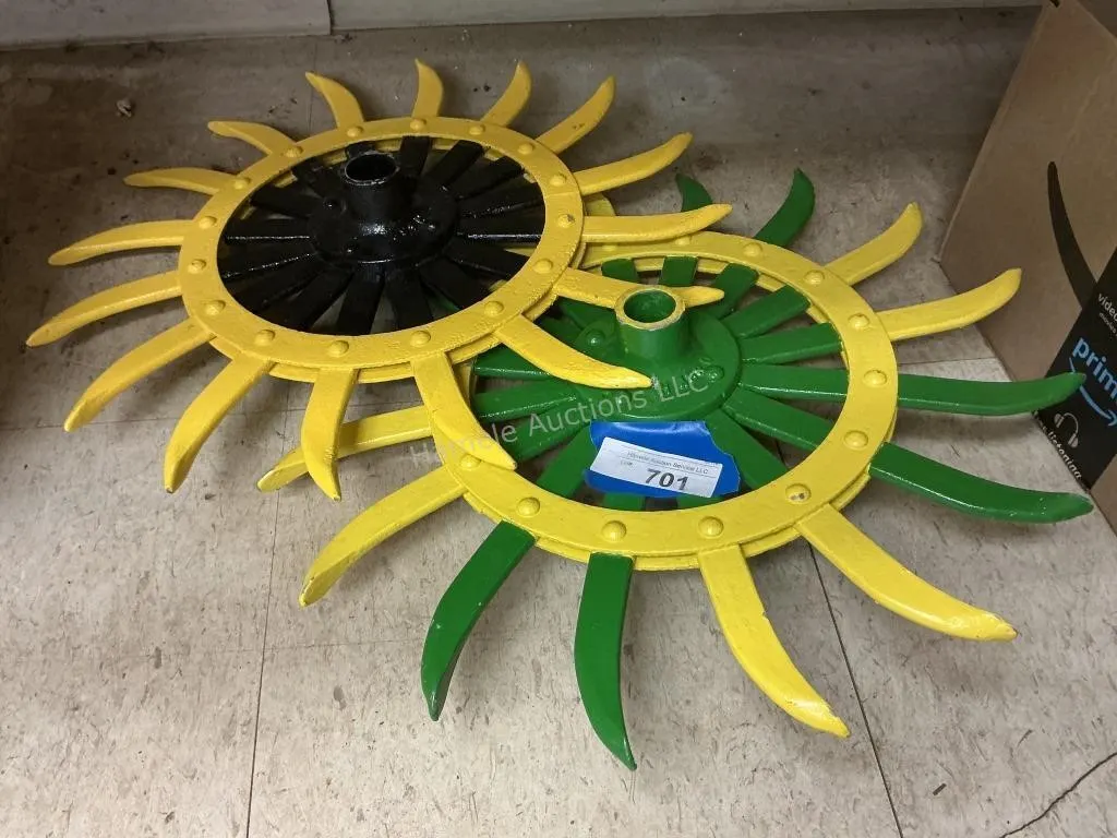 Two Farm Rotary Hoe Wheels