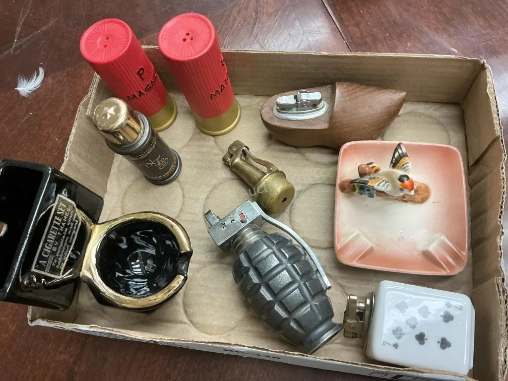 9 Assorted Items - Lighters, Ashtrays & Misc.