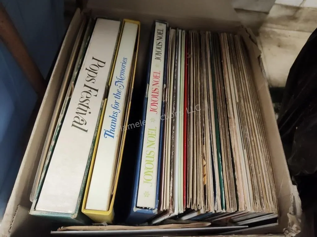 Box of vinyl records
