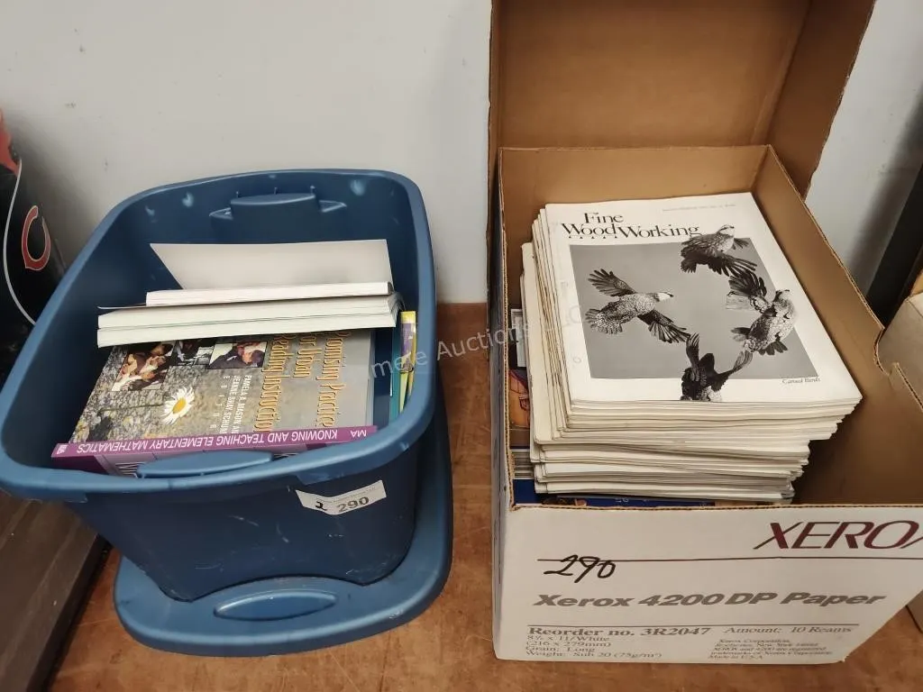 Education books and woodworking magazines