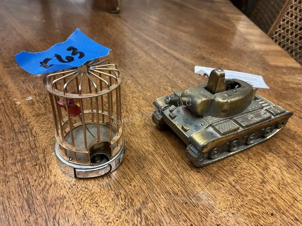 2 Lighters - Military Tank & Birdcage