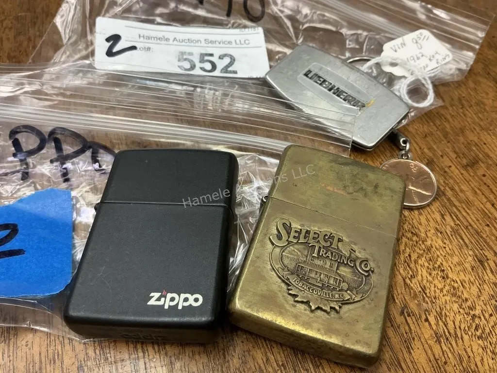 2 Baggies Zippo Lighters & Money Clip