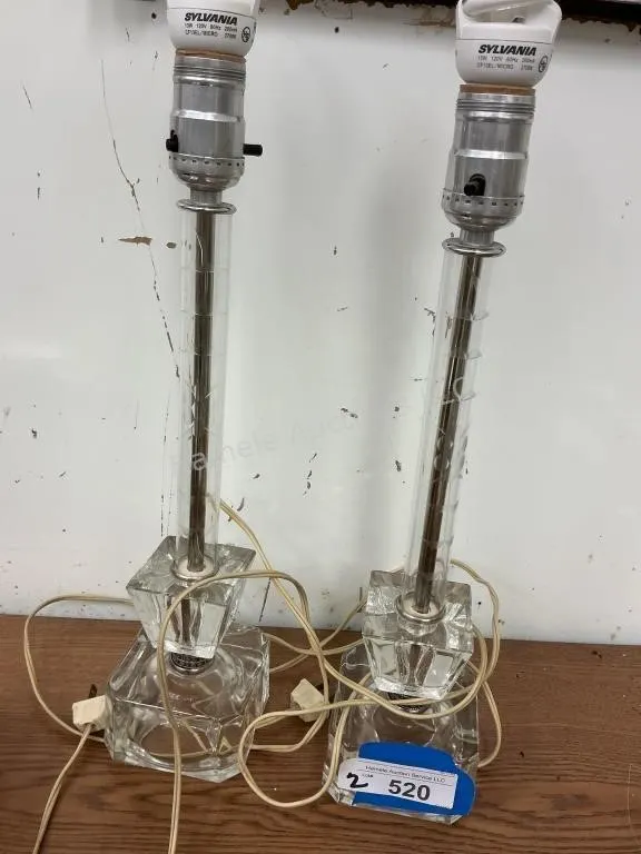 2 Vintage Lamps - Clear Glass