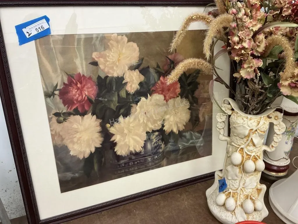 2 Items - Floral Print & Damaged Vase