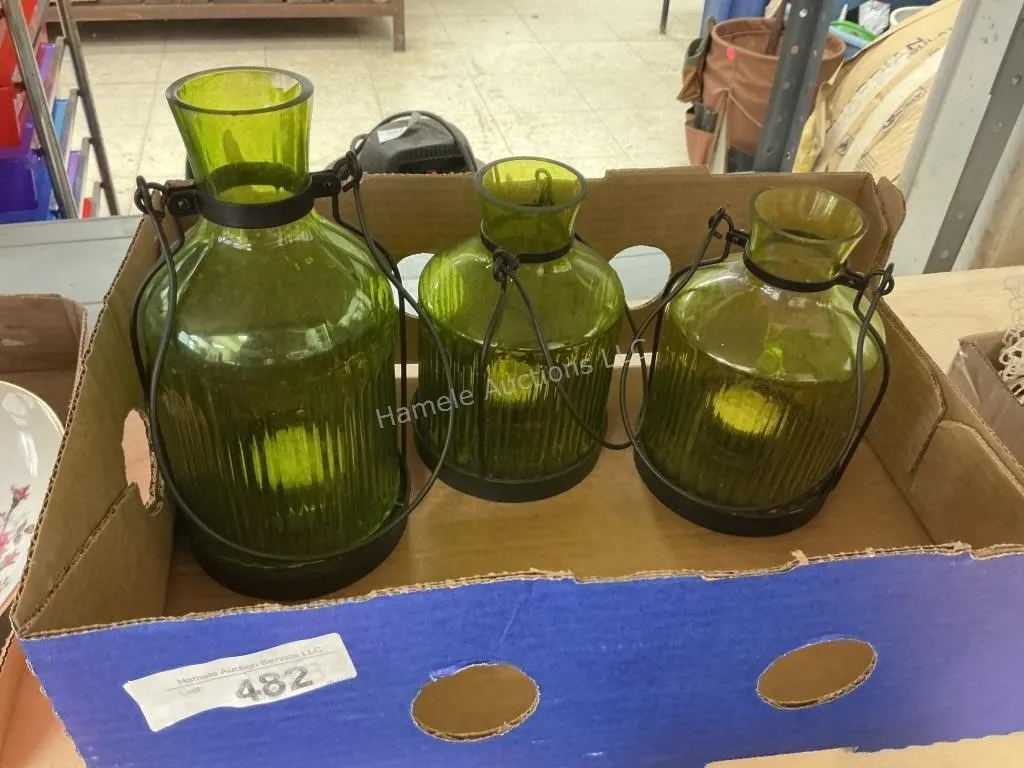3 Glass Candleholders