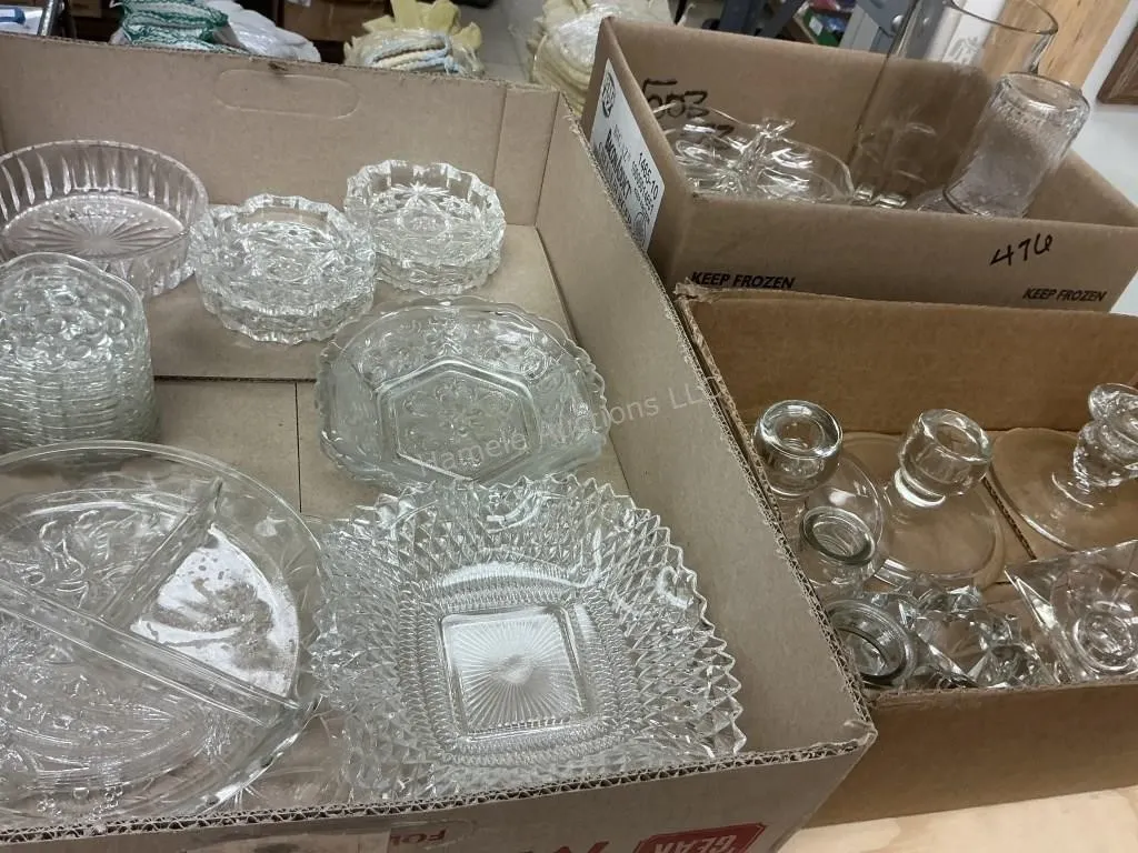 3 Boxes Clear Glassware