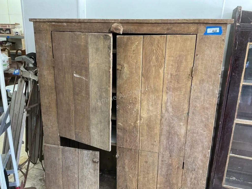 Rustic Wood Cabinet - Approx 62 x 57 x 14"