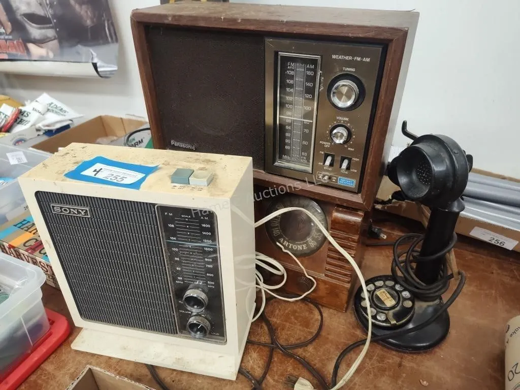 3 radios and telephone
